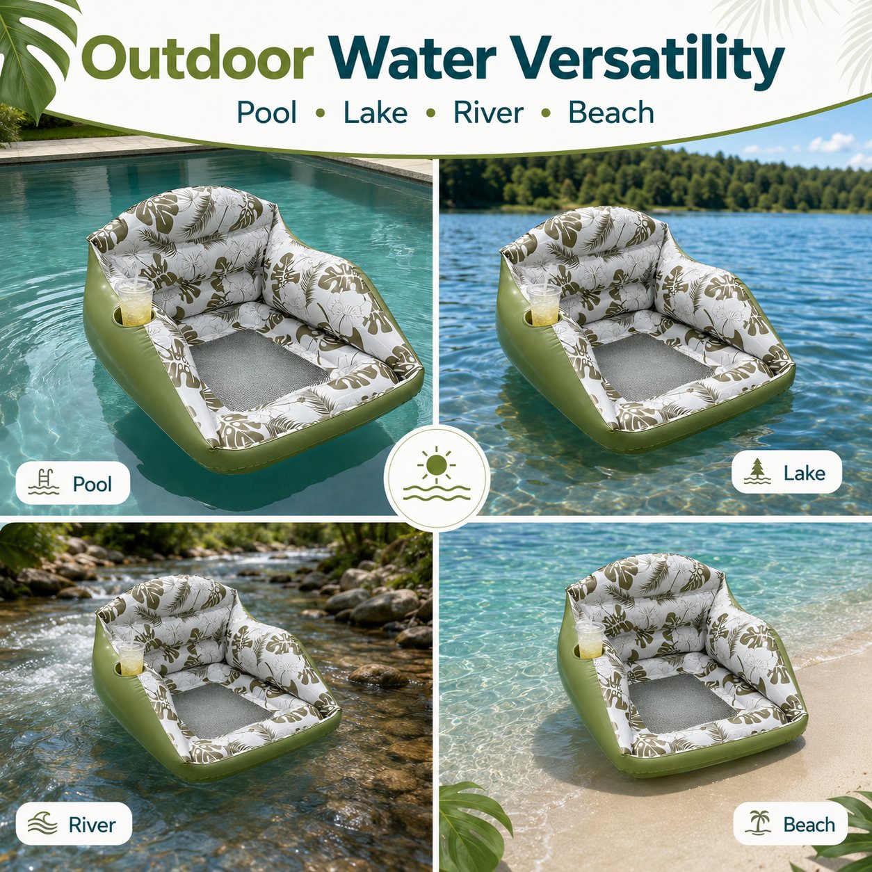 🛋️ 3-in-1 Inflatable Pool Lounge Chair
