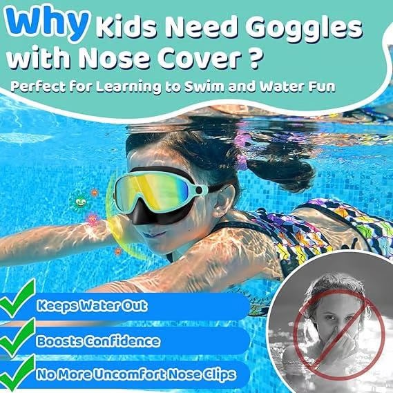 🏊‍♀️Last Day Buy 1 Get 1 Free🏊‍♀️HD children's large frame waterproof and anti-fog swimming goggles