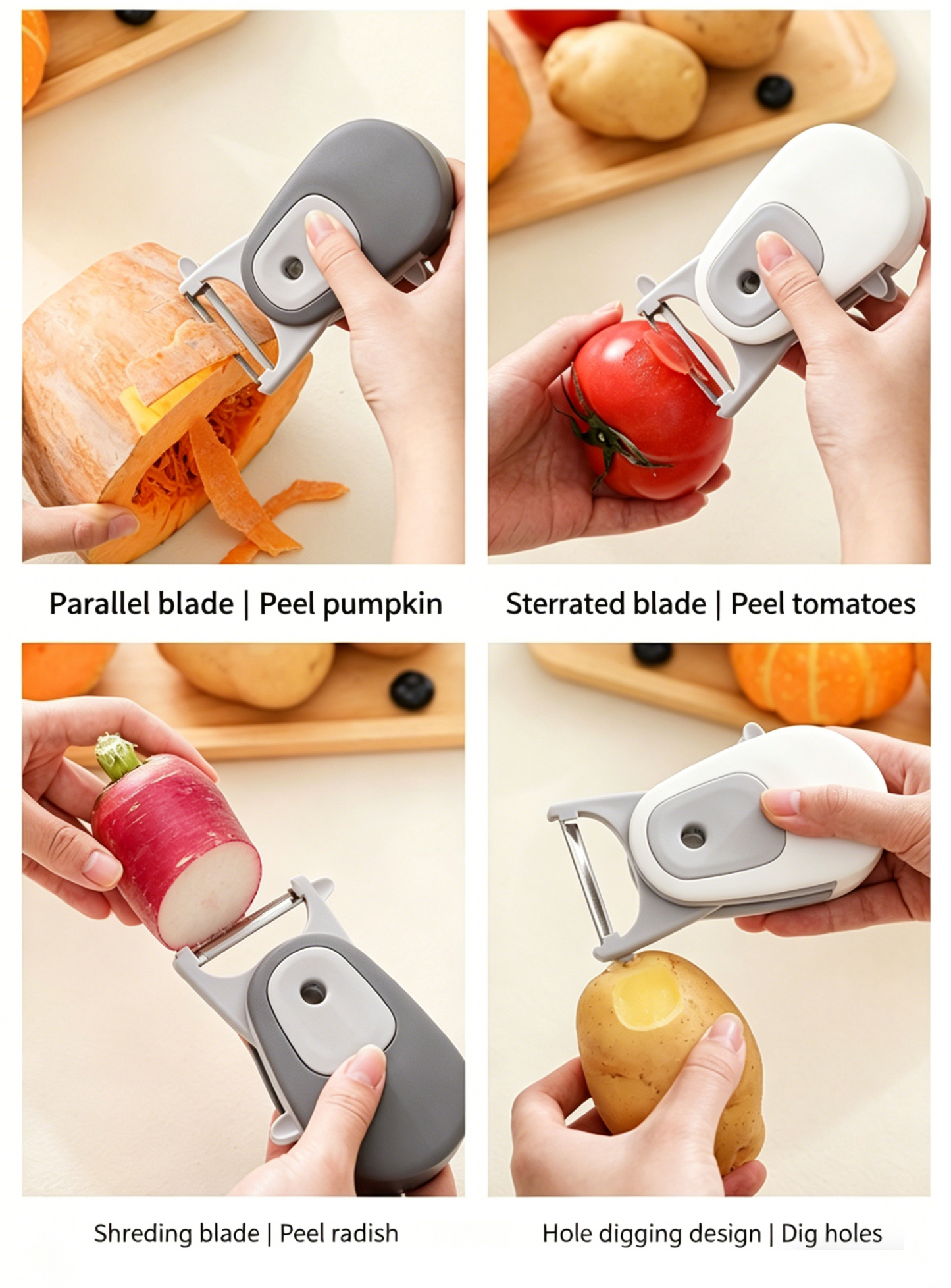 (Promotion 46% OFF)Three-in-one multi-functional peeler（Black + white two pieces）