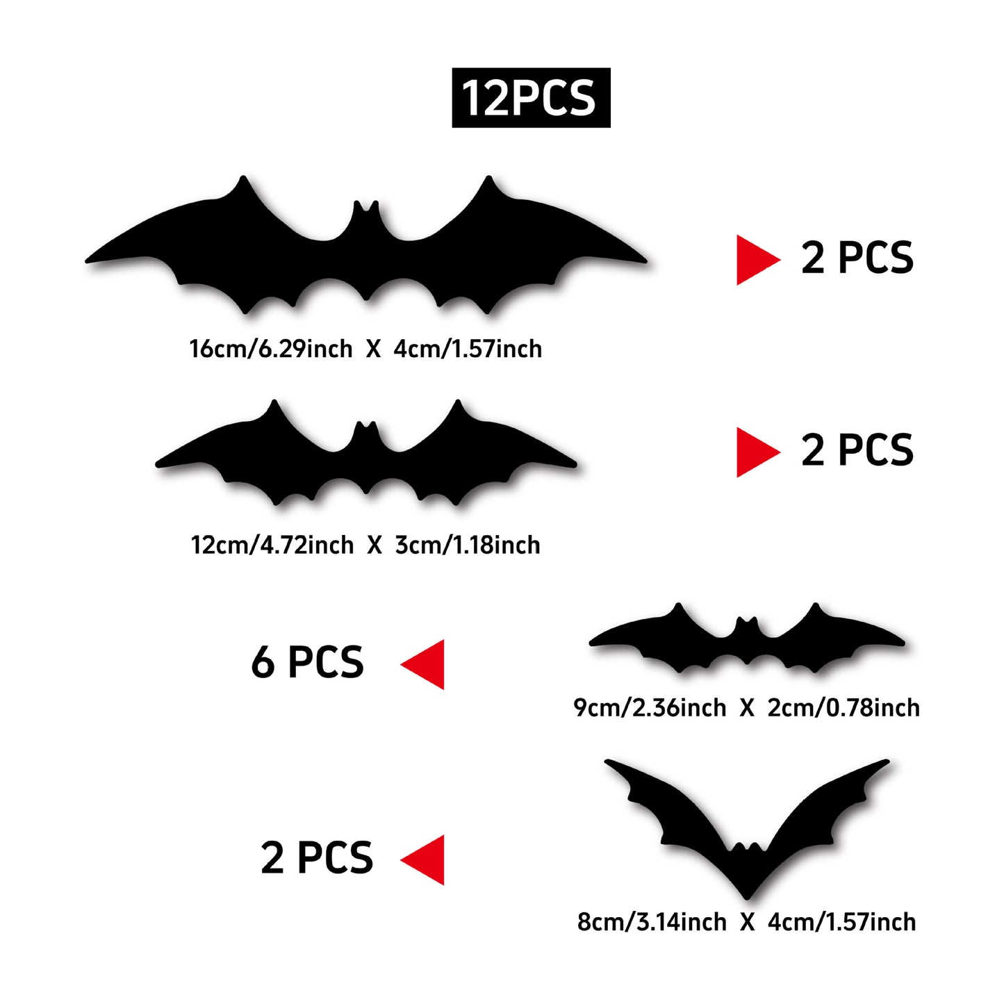 Halloween decorative items - 3D black bat wall stickers with LED lights