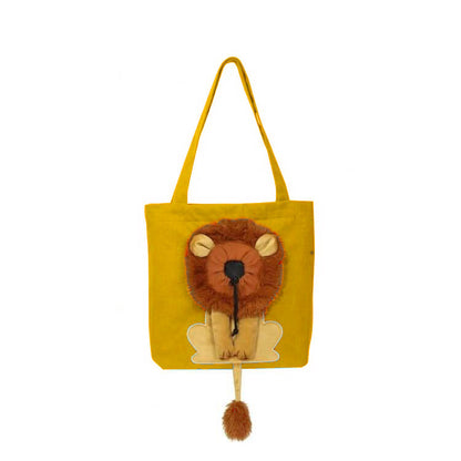 💕A cute lion-shaped pet canvas shoulder bag