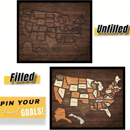 Wooden USA Travel Map Puzzle
