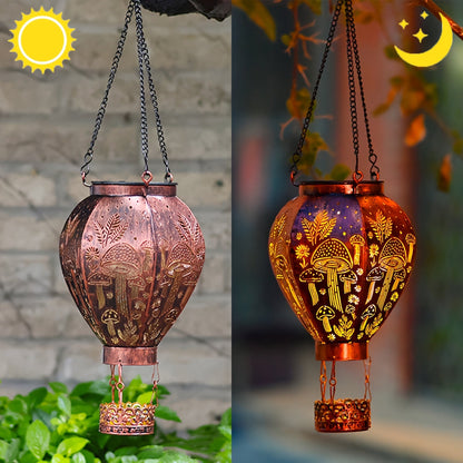Solar Hot Air Balloon Lantern – Auto-On, Hollow-Out Projection, Weatherproof