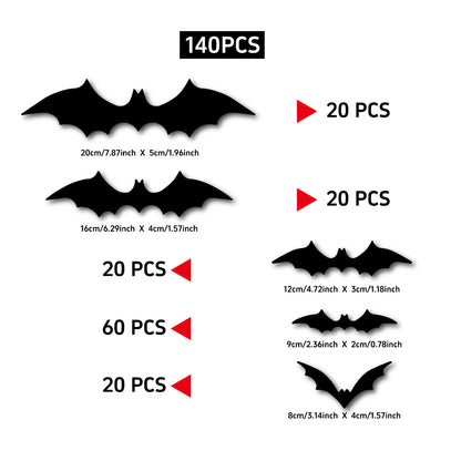Halloween decorative items - 3D black bat wall stickers with LED lights