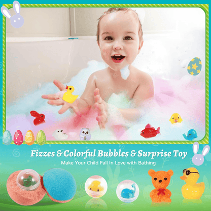 🛁 Natural Bath Bombs for Kids with Mega Bubbles & Surprise Inside ✨