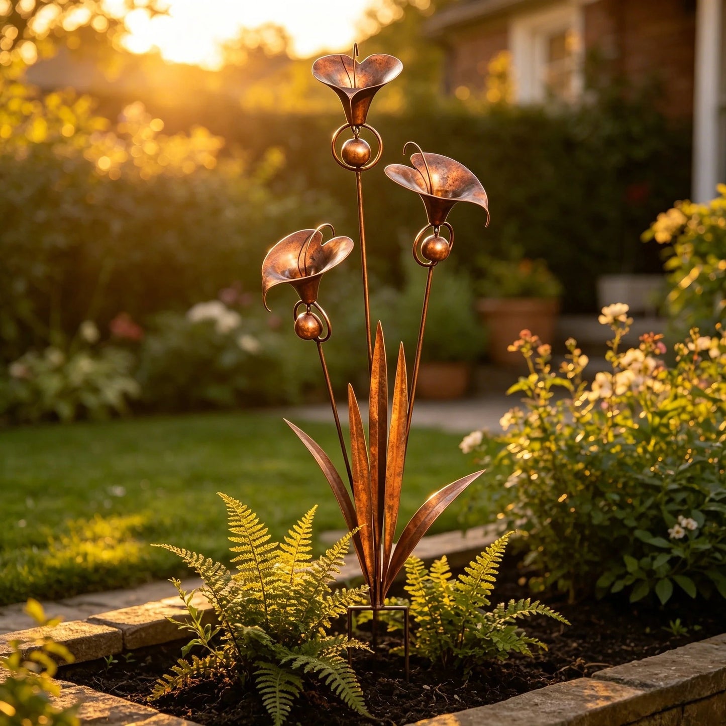 🏡Flame Red Copper Calla Lily Garden Ornament