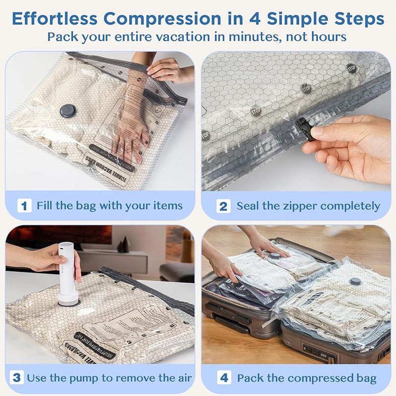 🔥🔥Cordless Travel Vacuum Storage Compression Bag Set（Electric pump model）