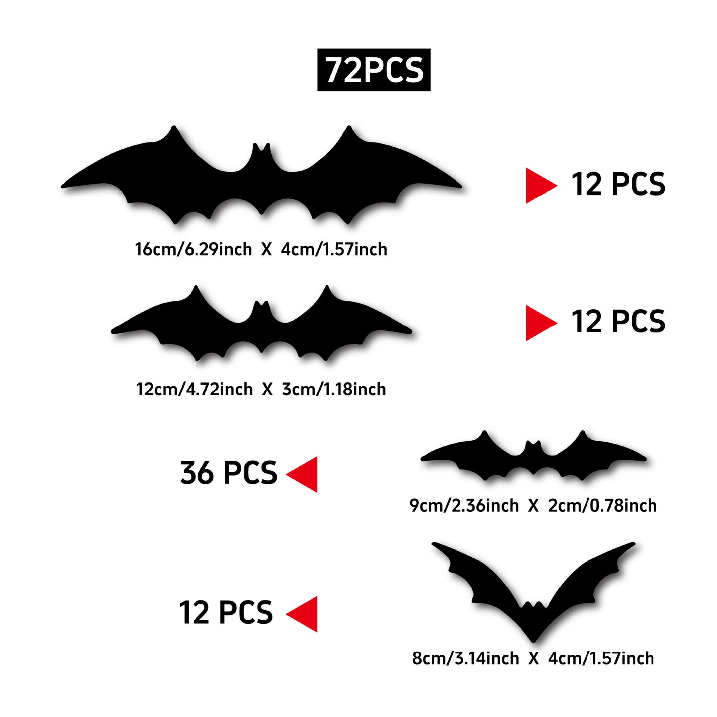 Halloween decorative items - 3D black bat wall stickers with LED lights