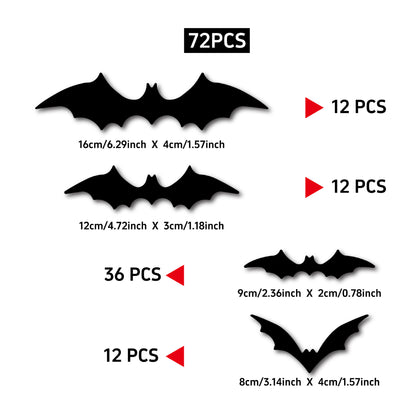 Halloween decorative items - 3D black bat wall stickers with LED lights