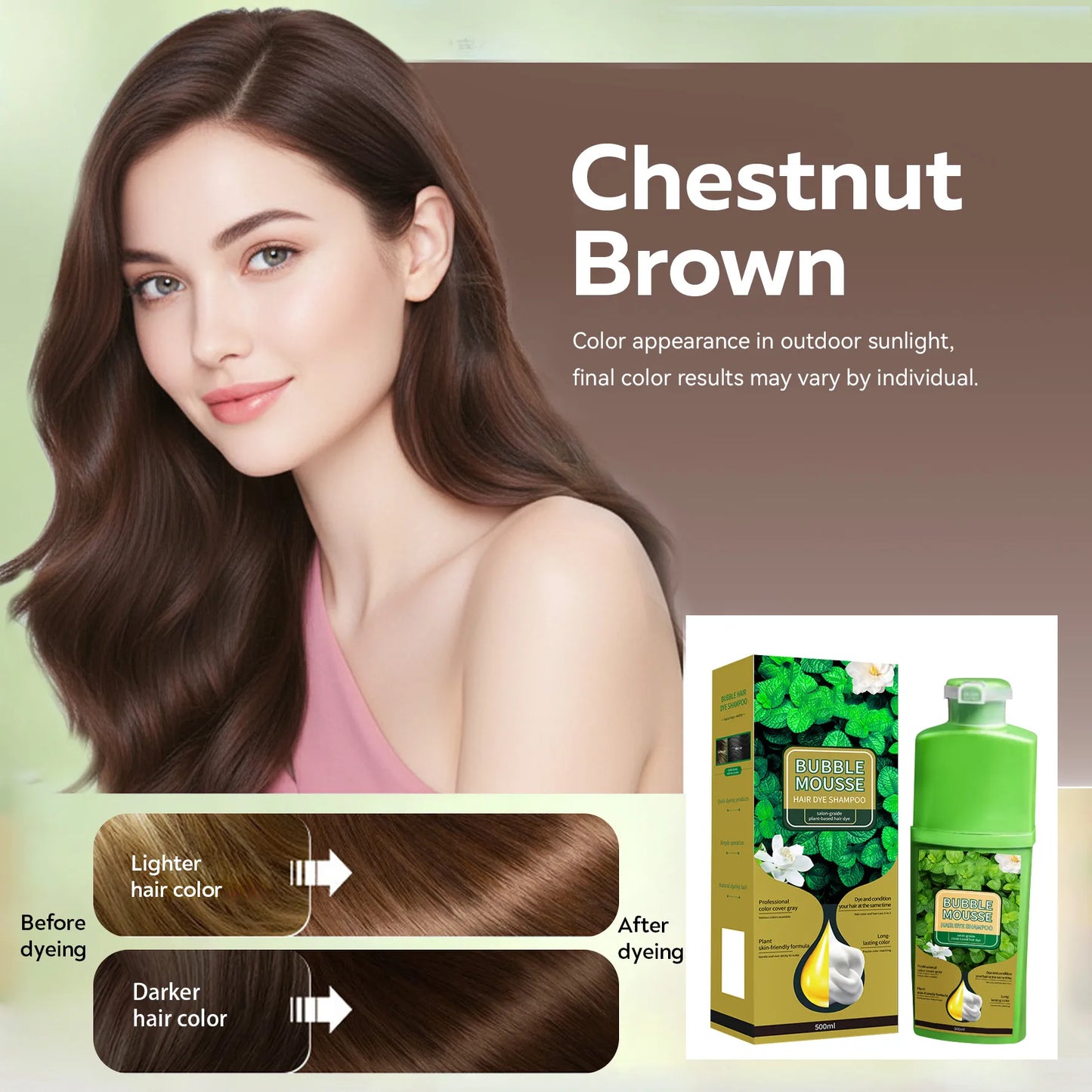 🔥Plant‐Based Hair Color Cream – 500 ml, Scalp‐Protective, No Drip & Gentle for At‐Home Use