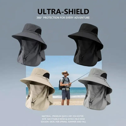 🌞Summer Fisherman's Hat Detachable Outdoor Sun-Protective Face Covering🏕️ (Adjustable & Lightweight Comfort & Unisex Fit)