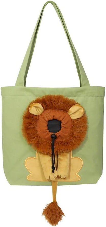 💕A cute lion-shaped pet canvas shoulder bag