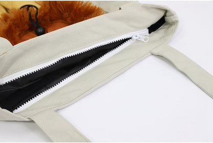 💕A cute lion-shaped pet canvas shoulder bag