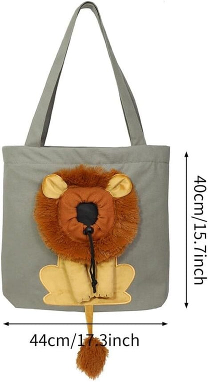 💕A cute lion-shaped pet canvas shoulder bag