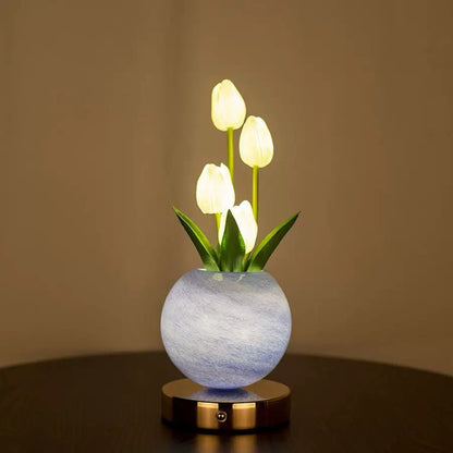 Tulip Planet LED Lamp Decorative Flower Light Touch Control Night Light Romantic Gift for Couple for Family