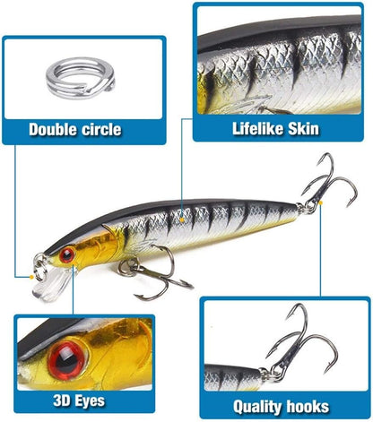 10cm/9g Floating Minnow Fishing Lure（10PCS）