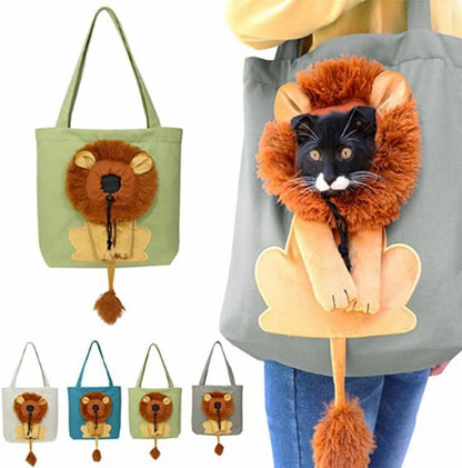💕A cute lion-shaped pet canvas shoulder bag