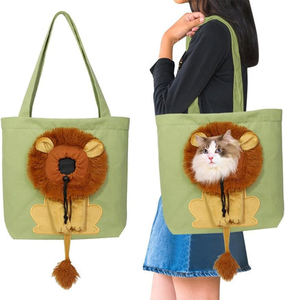 💕A cute lion-shaped pet canvas shoulder bag