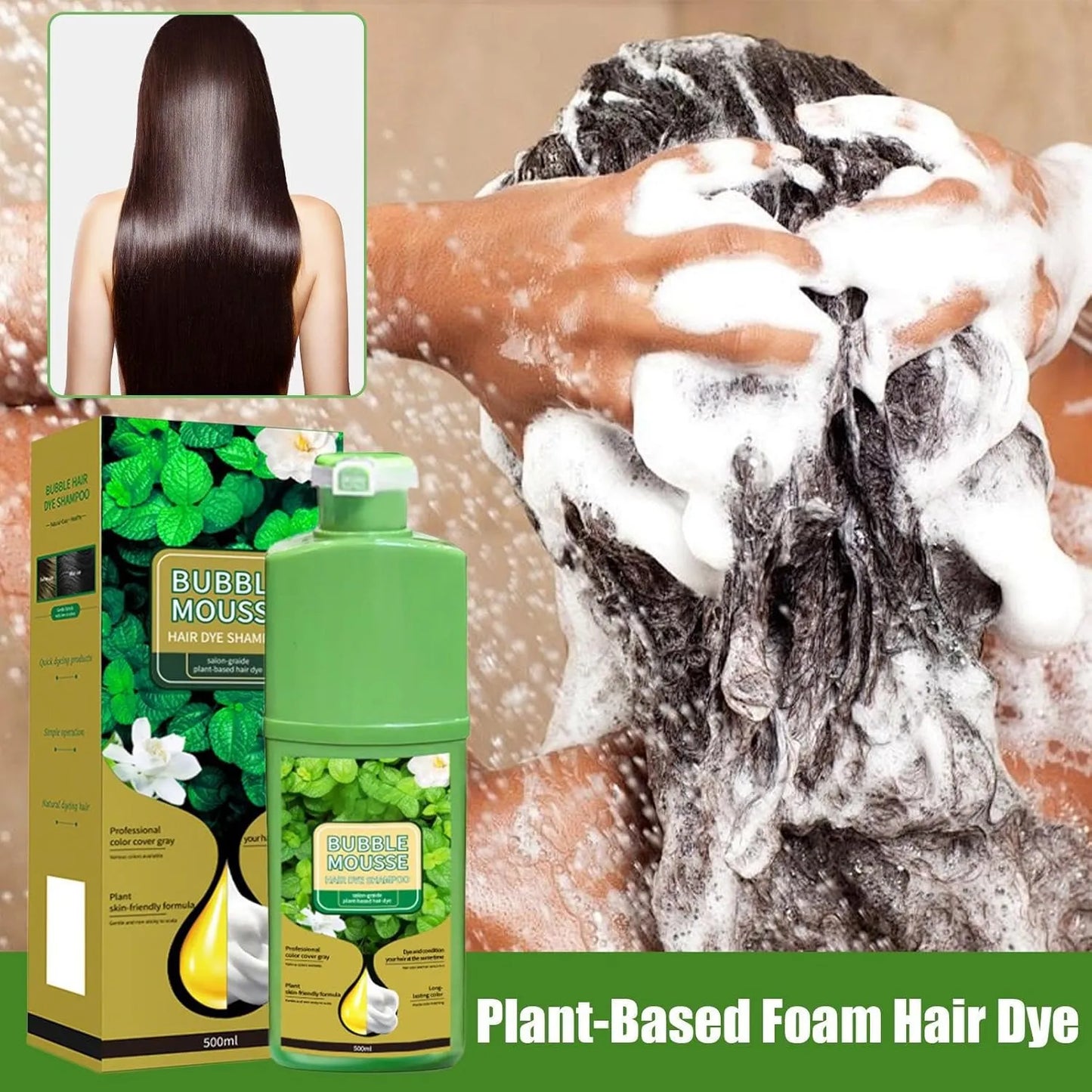 🔥Plant‐Based Hair Color Cream – 500 ml, Scalp‐Protective, No Drip & Gentle for At‐Home Use
