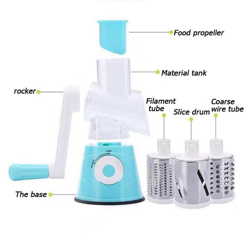 🥕3-in-1 rotating cheese and vegetable grater
