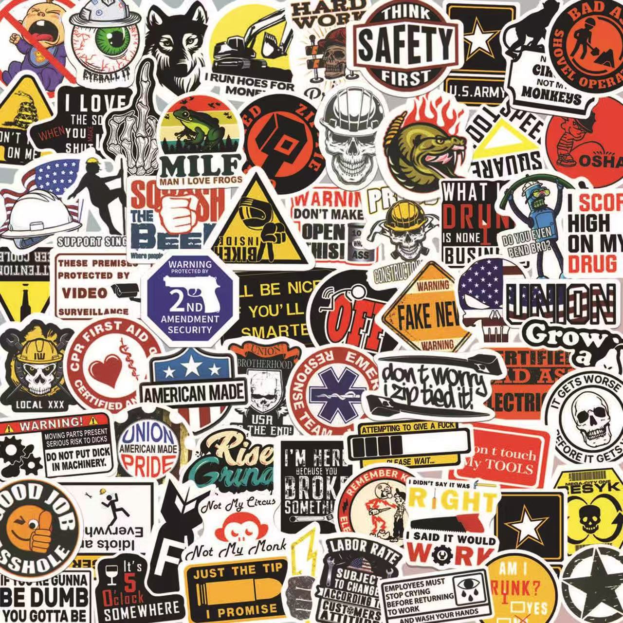 🔥🔥150Pcs Blue Collar Funny Stickers 👷‍♂️