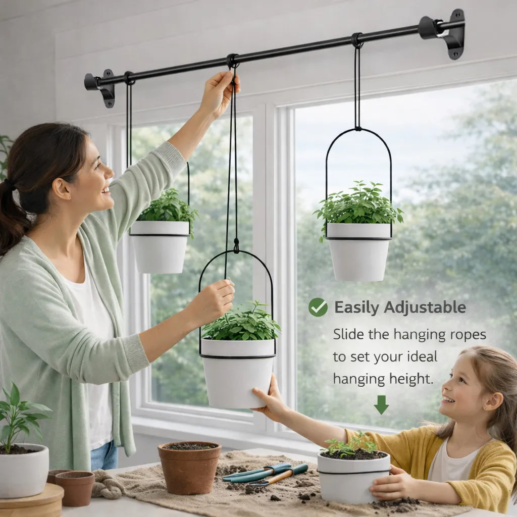 🌿 Extendable Hanging Wall Planter Basket 🪴 Creative Ceramic Flower Pot for Garden & Indoor Decor ✨