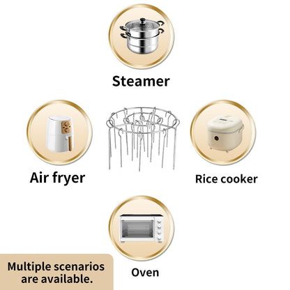 Air Fryer Grill Skewer Rack with 24 Vertical Stainless Steel Kabob Skewers