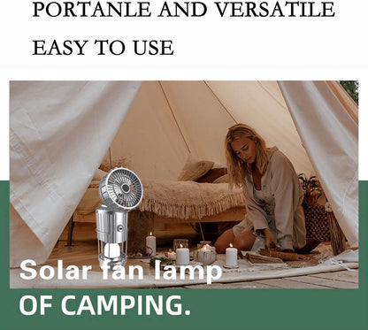 Outdoor portable multi-functional solar fan lamp