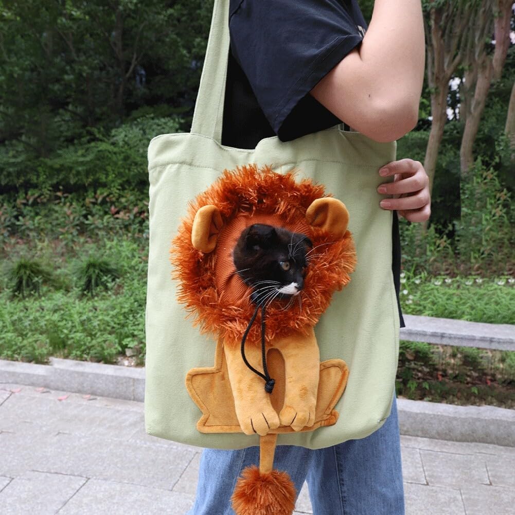 💕A cute lion-shaped pet canvas shoulder bag