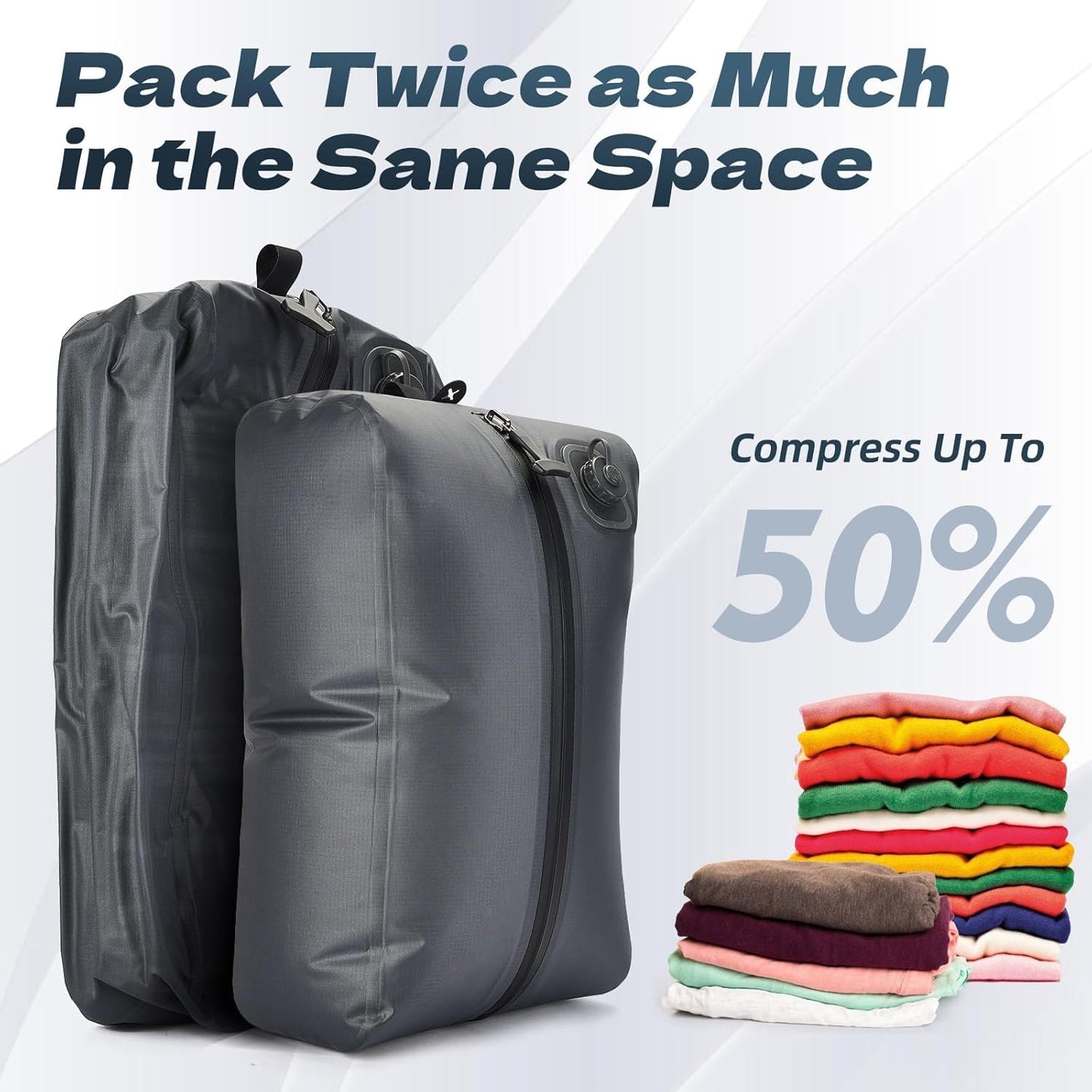 ⏳Time-Limited Special⏰One-Touch Vacuum Storage Bags - Pump-Free with USB-C Charging, Waterproof Airtight Compression for Clothes, Bedding, Travel Gear - Space Saver for Suitcases, Hiking & Camping