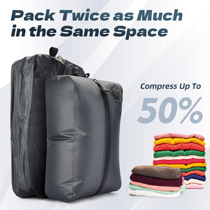 ⏳Time-Limited Special⏰One-Touch Vacuum Storage Bags - Pump-Free with USB-C Charging, Waterproof Airtight Compression for Clothes, Bedding, Travel Gear - Space Saver for Suitcases, Hiking & Camping