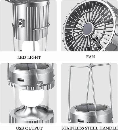 Outdoor portable multi-functional solar fan lamp