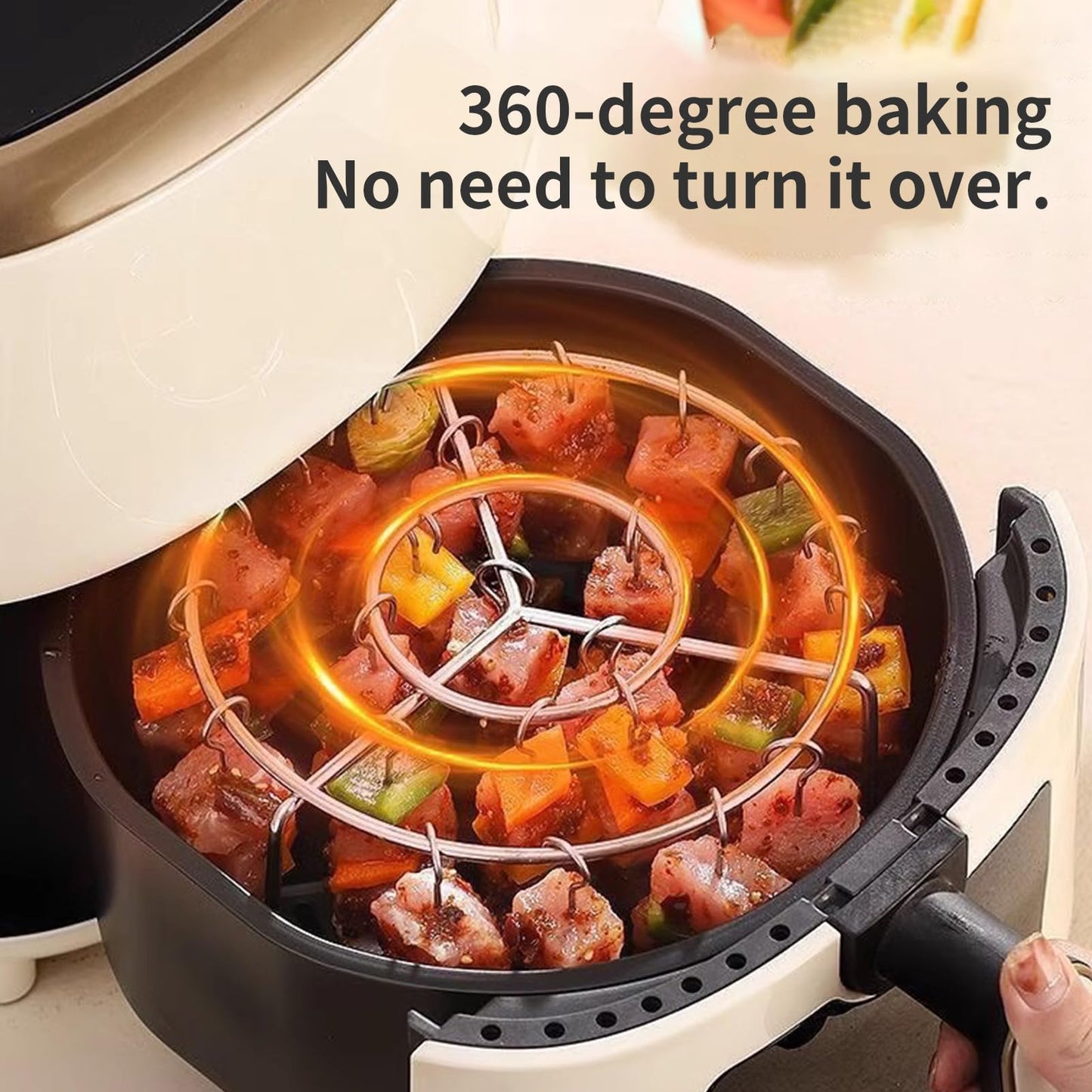 Air Fryer Grill Skewer Rack with 24 Vertical Stainless Steel Kabob Skewers