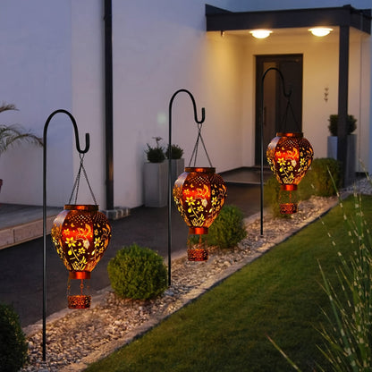Solar Hot Air Balloon Lantern – Auto-On, Hollow-Out Projection, Weatherproof