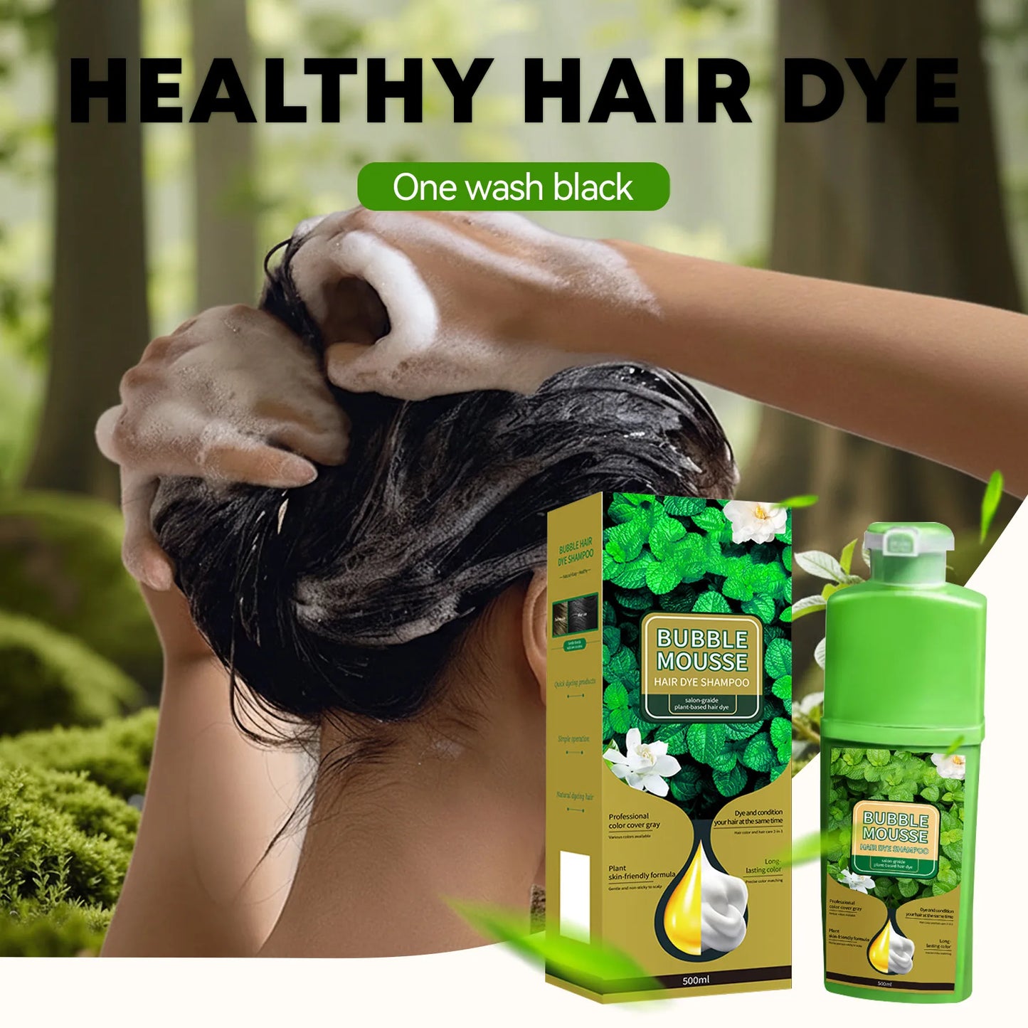 🔥Plant‐Based Hair Color Cream – 500 ml, Scalp‐Protective, No Drip & Gentle for At‐Home Use