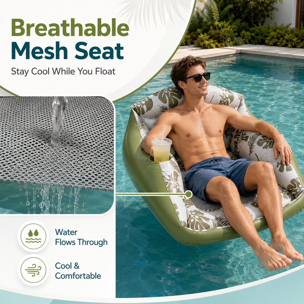🛋️ 3-in-1 Inflatable Pool Lounge Chair