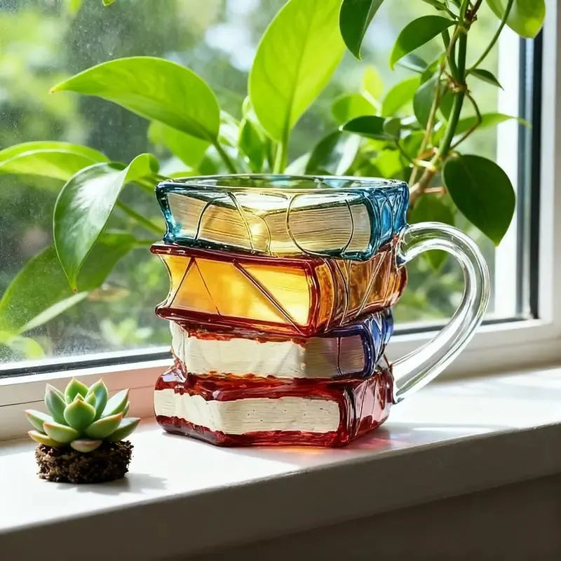 Unique Glass Craft Innovative 3D Painting Book Mug