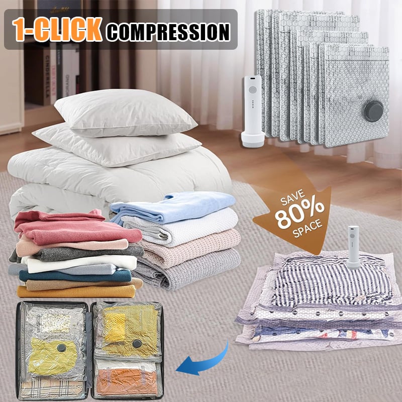 🔥🔥Cordless Travel Vacuum Storage Compression Bag Set（Electric pump model）