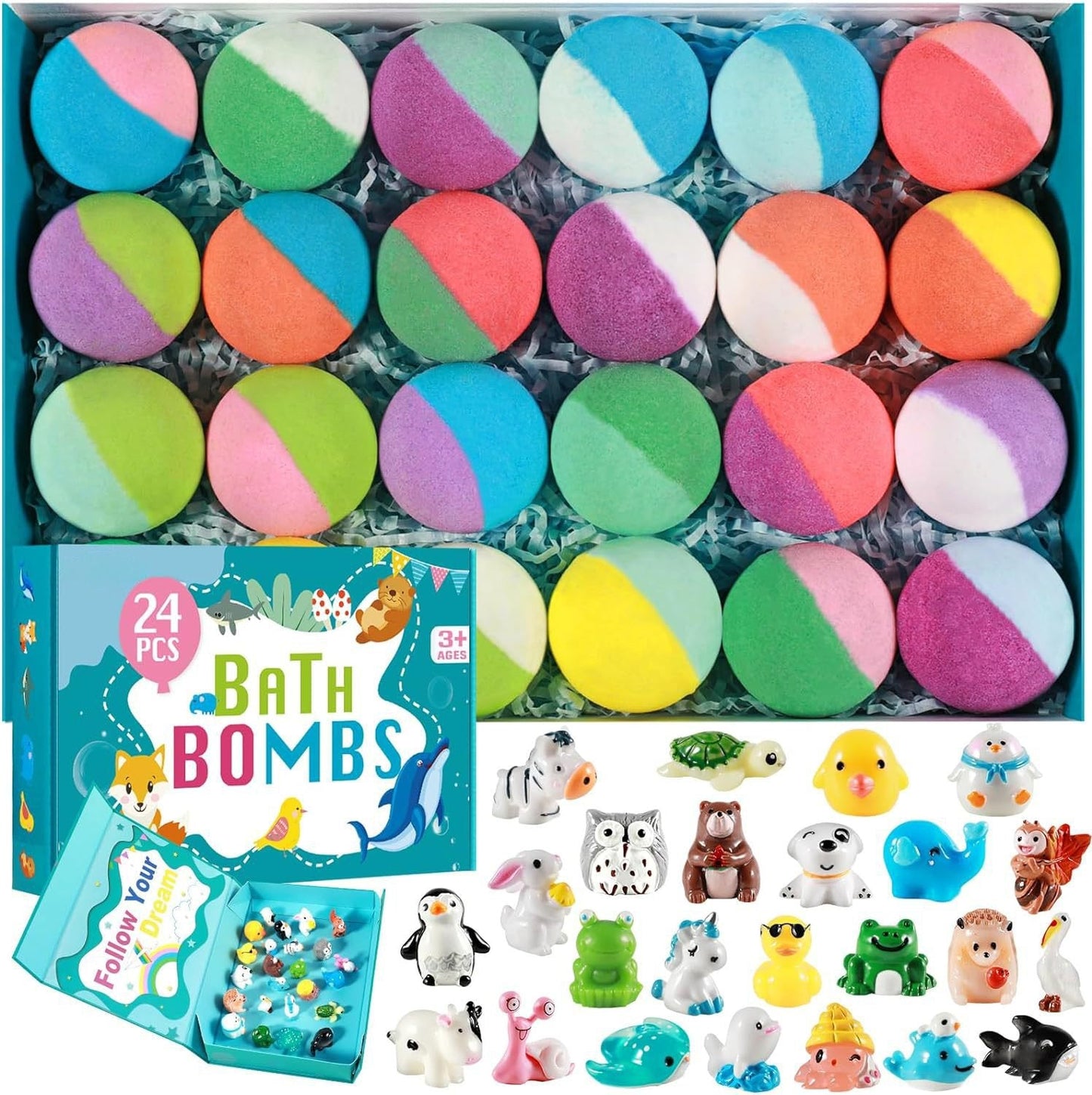 🛁 Natural Bath Bombs for Kids with Mega Bubbles & Surprise Inside ✨