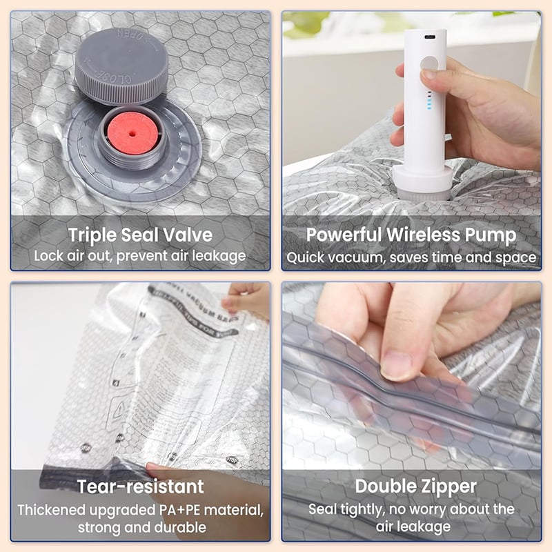 🔥🔥Cordless Travel Vacuum Storage Compression Bag Set（Electric pump model）