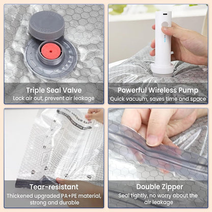 🔥🔥Cordless Travel Vacuum Storage Compression Bag Set（Electric pump model）