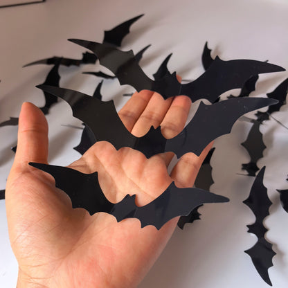 Halloween decorative items - 3D black bat wall stickers with LED lights
