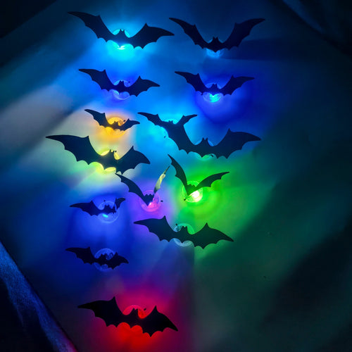 Halloween decorative items - 3D black bat wall stickers with LED lights
