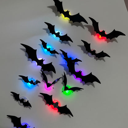 Halloween decorative items - 3D black bat wall stickers with LED lights