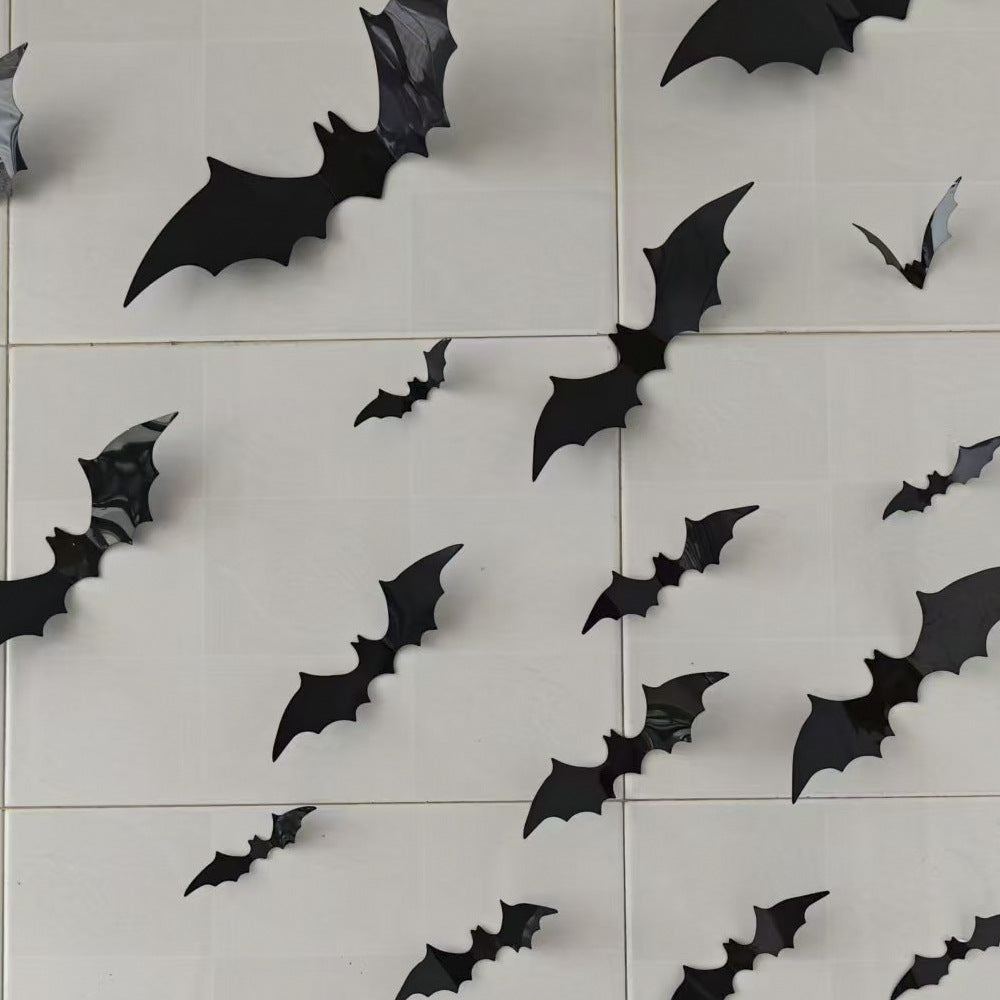 Halloween decorative items - 3D black bat wall stickers with LED lights