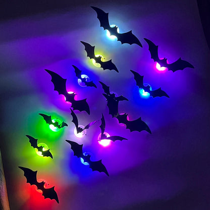 Halloween decorative items - 3D black bat wall stickers with LED lights
