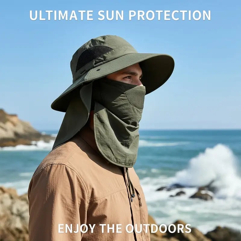 🌞Summer Fisherman's Hat Detachable Outdoor Sun-Protective Face Covering🏕️ (Adjustable & Lightweight Comfort & Unisex Fit)