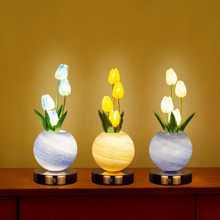 Tulip Planet LED Lamp Decorative Flower Light Touch Control Night Light Romantic Gift for Couple for Family
