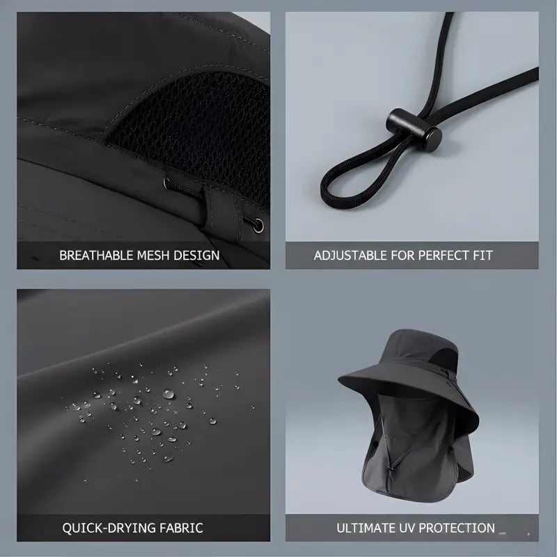 🌞Summer Fisherman's Hat Detachable Outdoor Sun-Protective Face Covering🏕️ (Adjustable & Lightweight Comfort & Unisex Fit)
