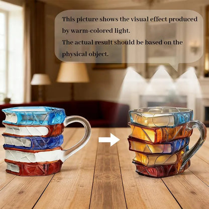 Unique Glass Craft Innovative 3D Painting Book Mug